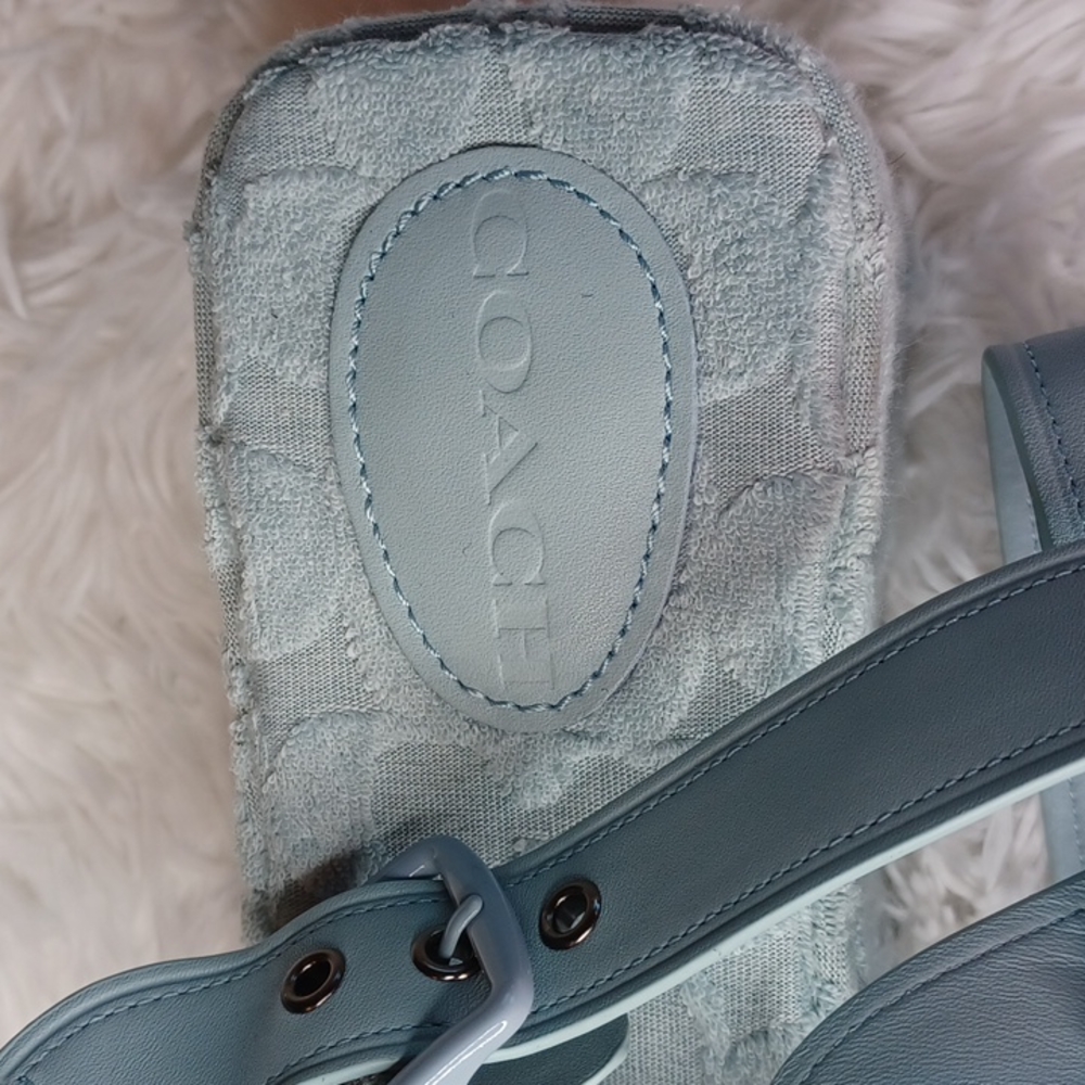 Coach Noelle Sandal In Signature Terry Cloth Blue Size 8.5 B NEW - Picture 12 of 16